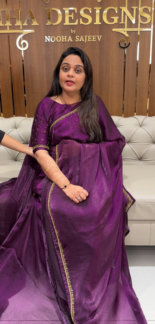 VELVET ORGANZA SAREES - IHA 23852