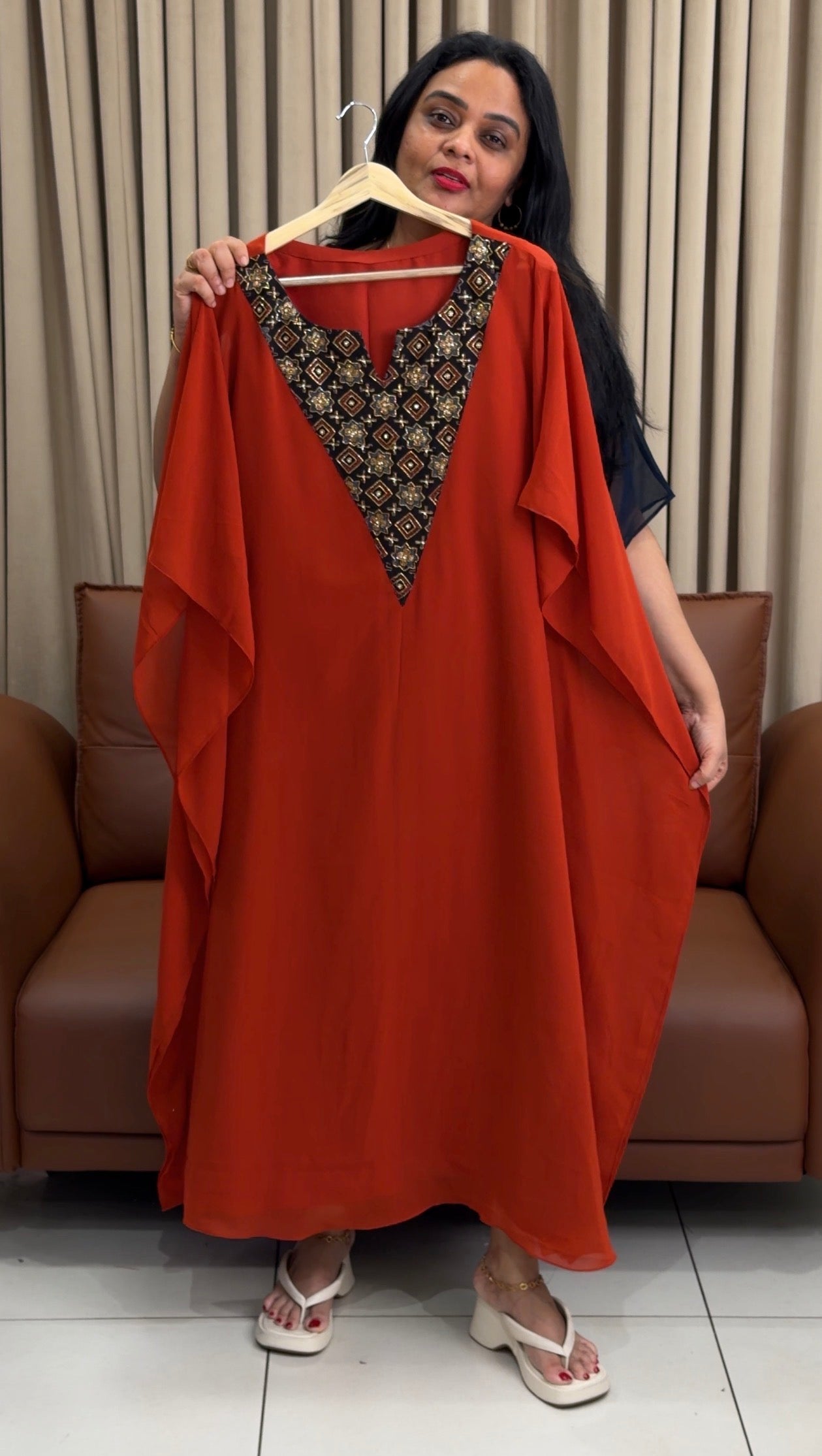 IHA'S IN-HOUSE GEORGETTE KAFTAN TOPS - IHA 34472