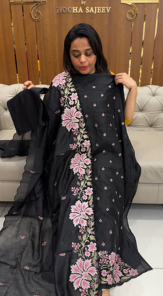 MALAI CHANDERI UNSTITCHED SALWAR SUITS - IHA 25757