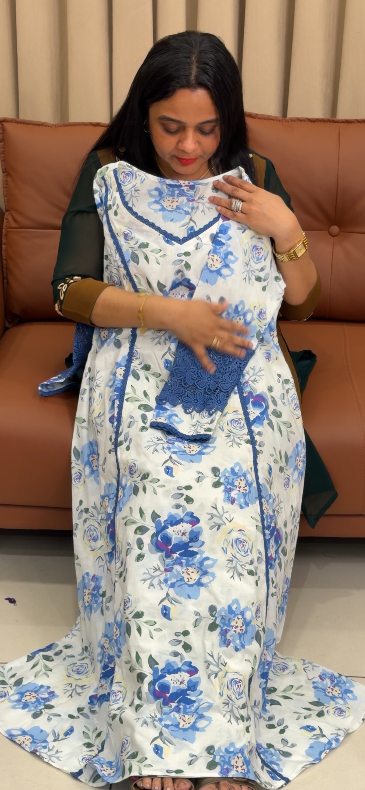 IHA'S IN-HOUSE PRINTED ALINE TOPS  - IHA 35815
