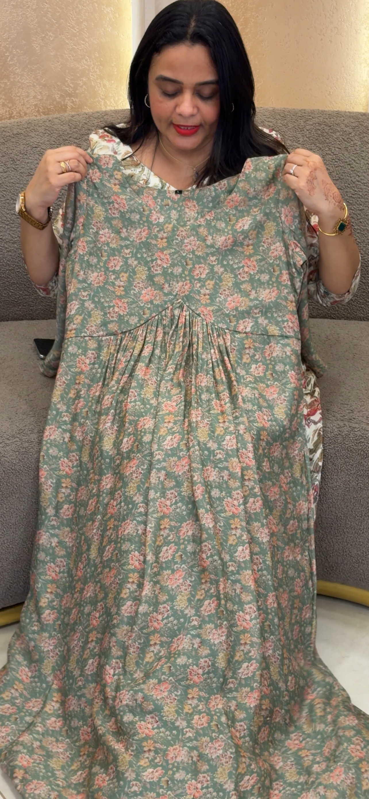 MUSLIN PRINTED LONG TOPS - IHA 33323
