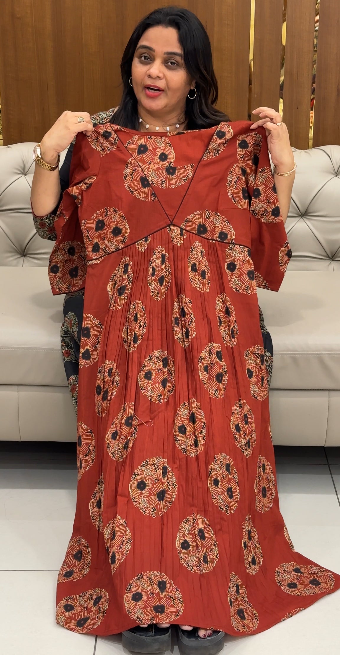 IHA'S IN-HOUSE AJRAKH PRINTED LONG TOPS - IHA 28486