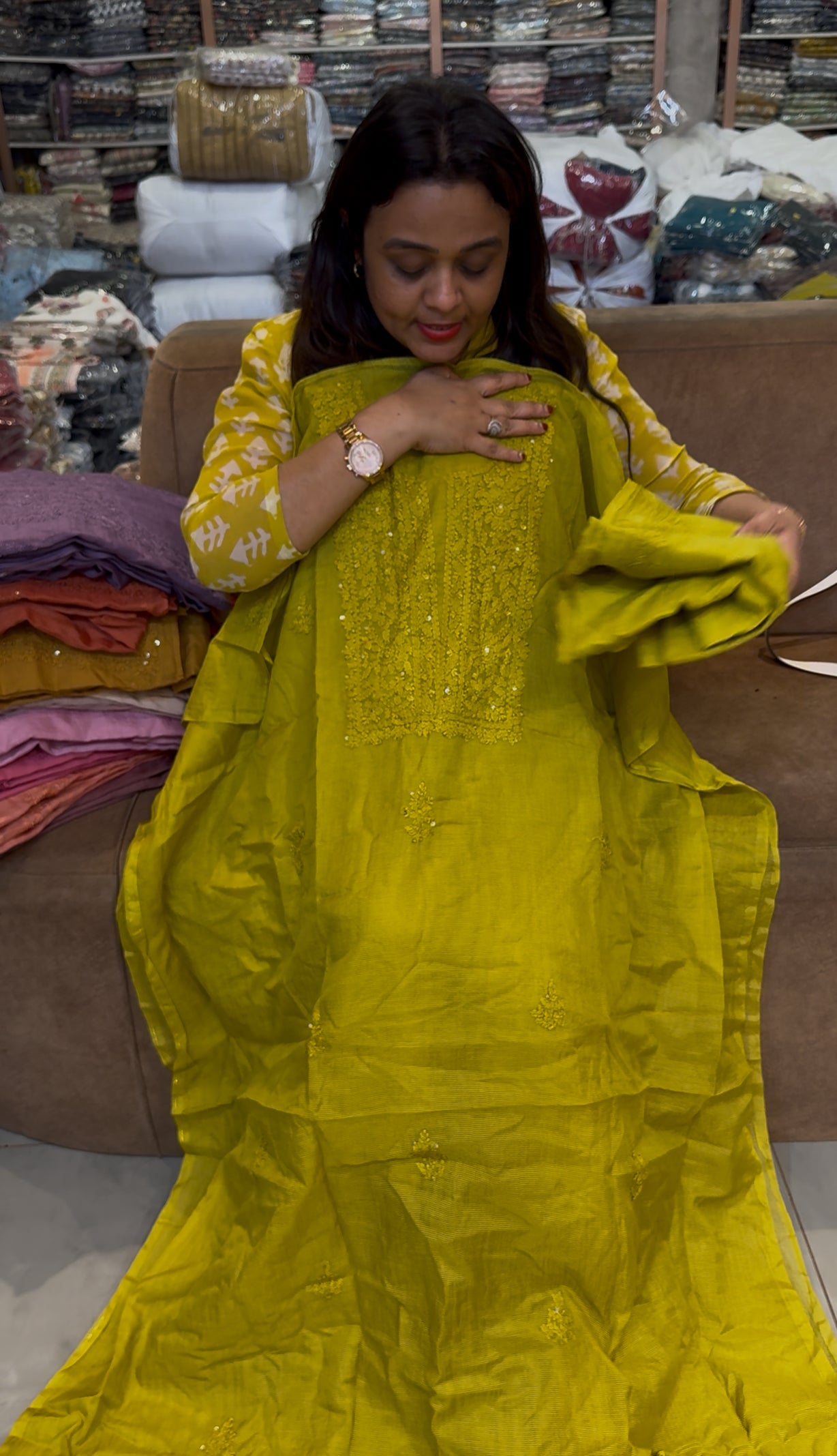 LUCKNOWI CHIKANKARI UNSTITCHED SALWAR SUITS - IHA 24375