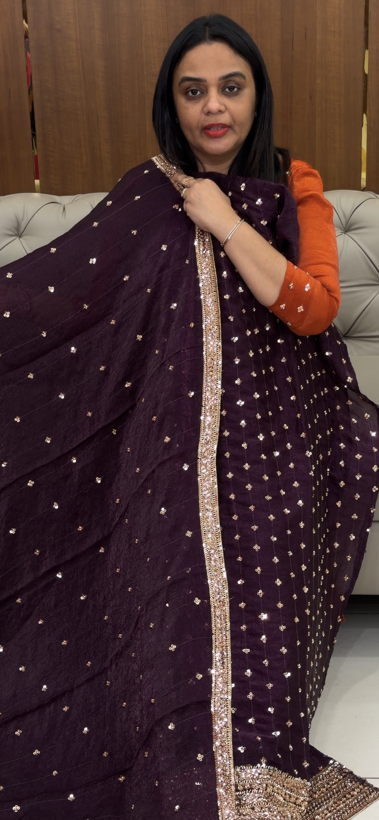VELVET ORGANZA UNSTITCHED SALWAR SUITS - IHA 33076