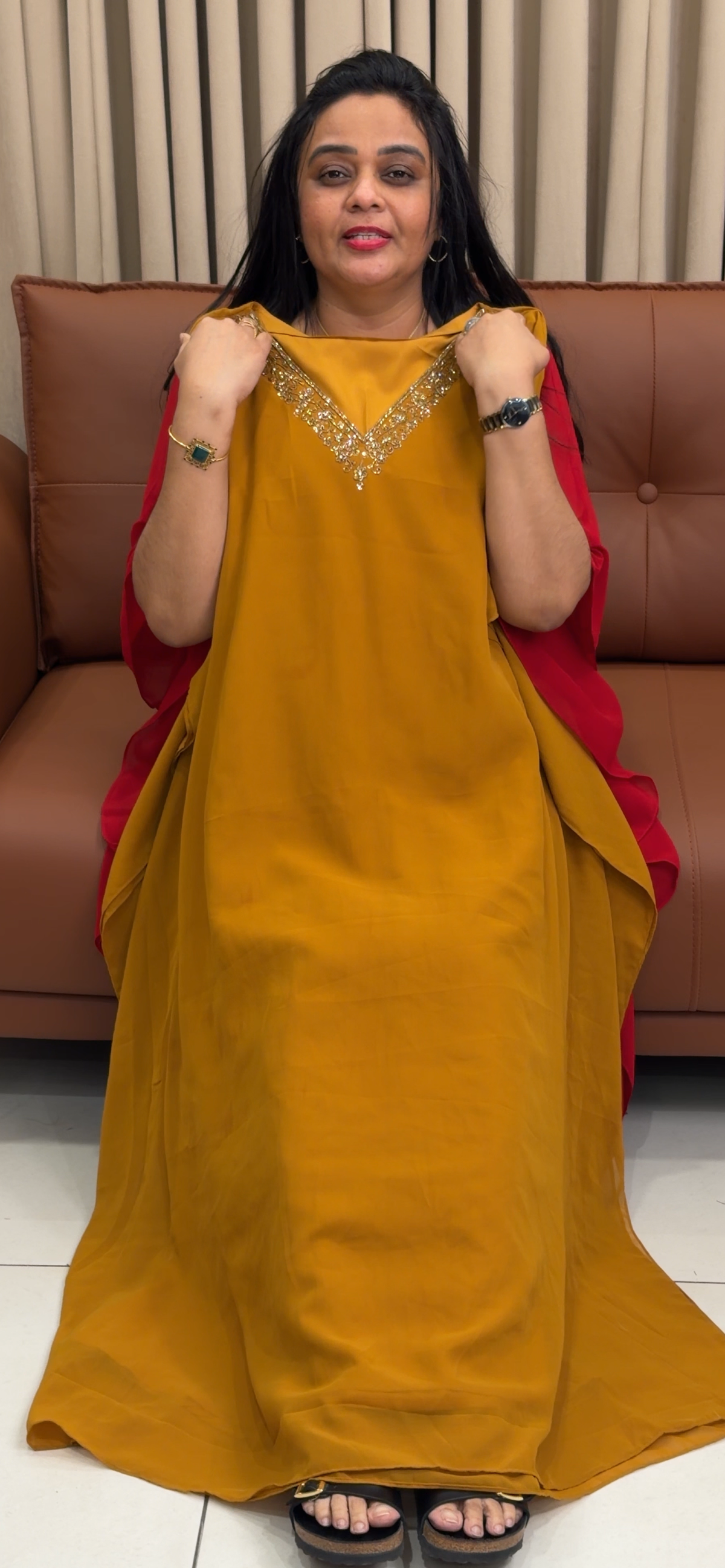 IHA'S IN-HOUSE FAUX GEORGETTE KAFTAN TOPS - IHA 35855