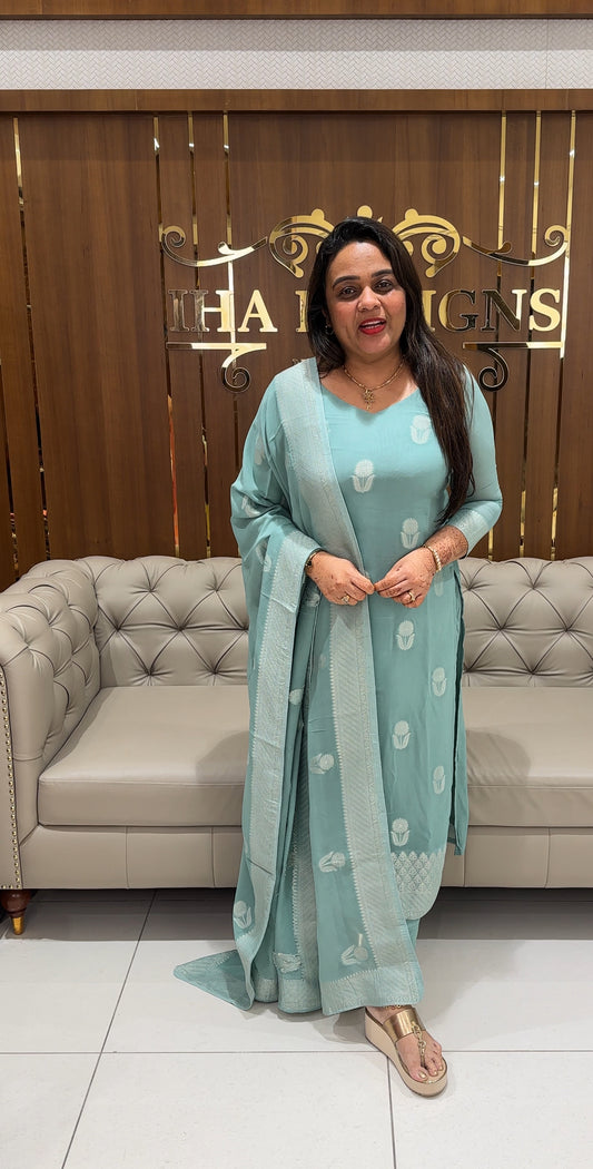 GEORGETTE BANARASI UNSTITCHED SALWAR SUITS - IHA 23847