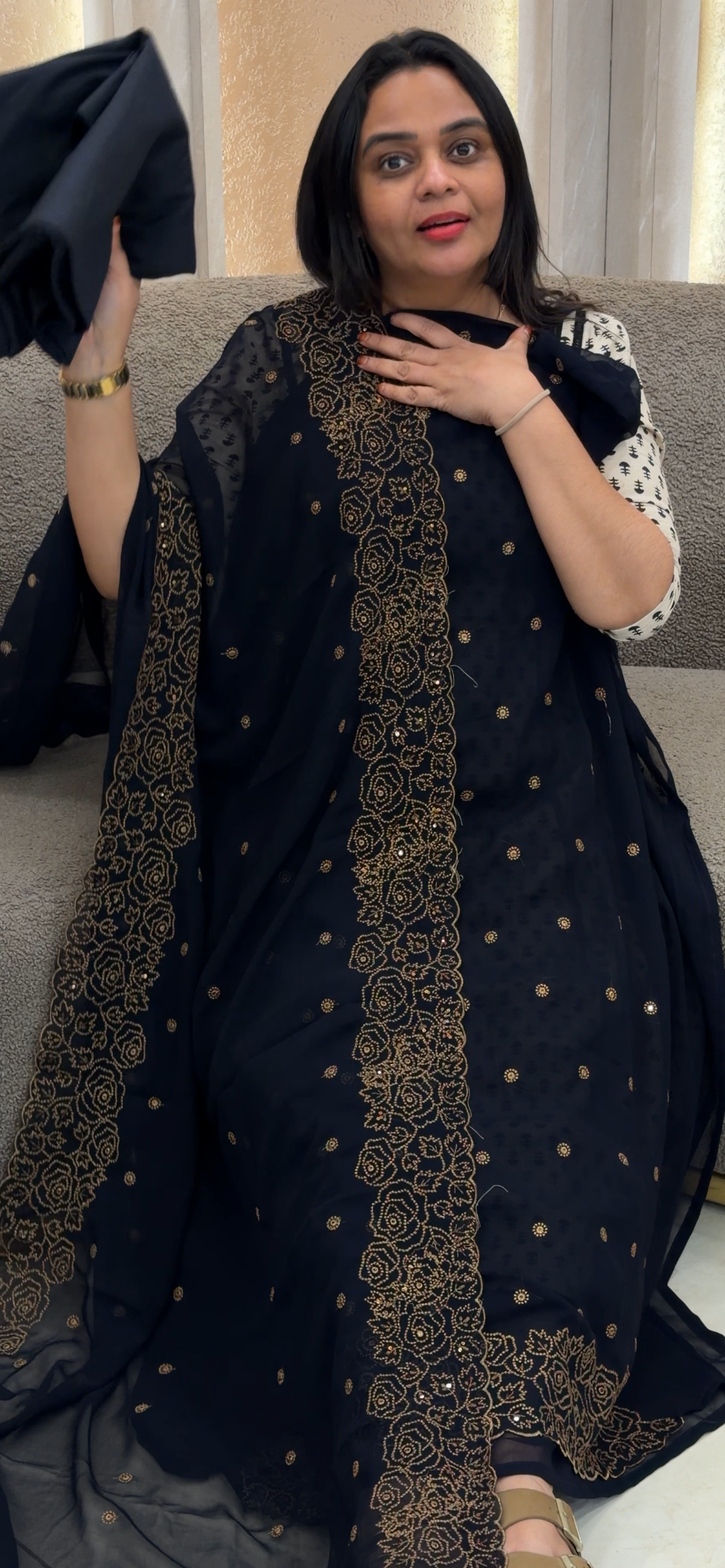 FAUX GEORGETTE UNSTITCHED SALWAR SUITS - IHA 33696