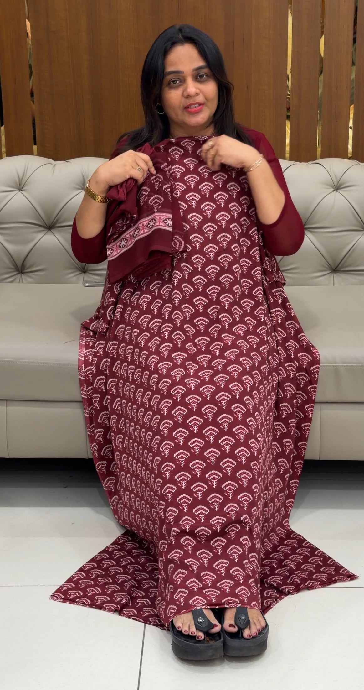 PRINTED CRAPE UNSTITCHED SALWAR SUITS - IHA 28755