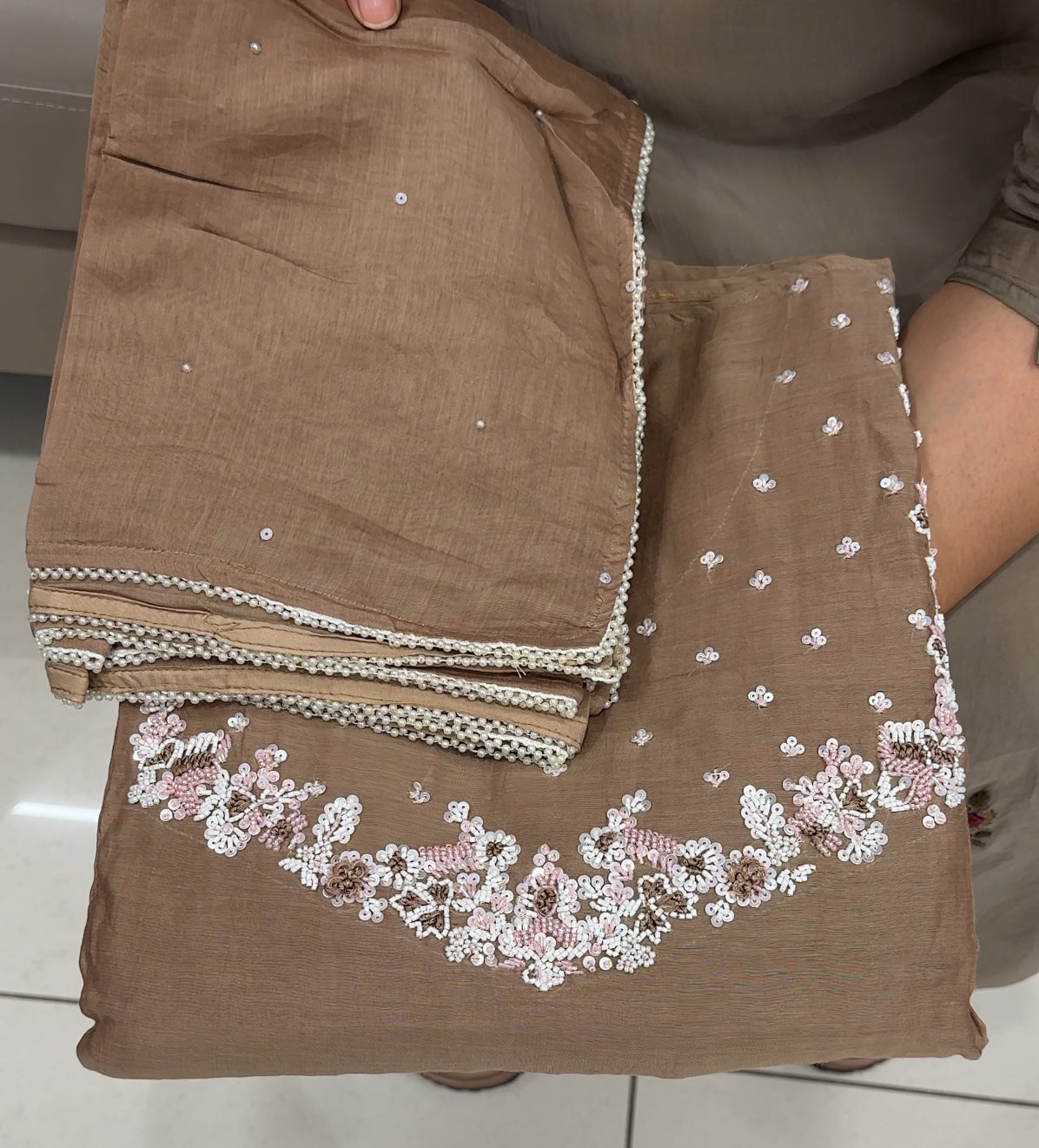 BANARASI CHANDERI UNSTITCHED SALWAR SUITS - IHA 27064