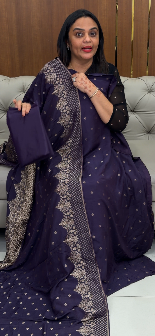 SEMI BANARASI UNSTITCHED SALWAR SUITS - IHA 32162