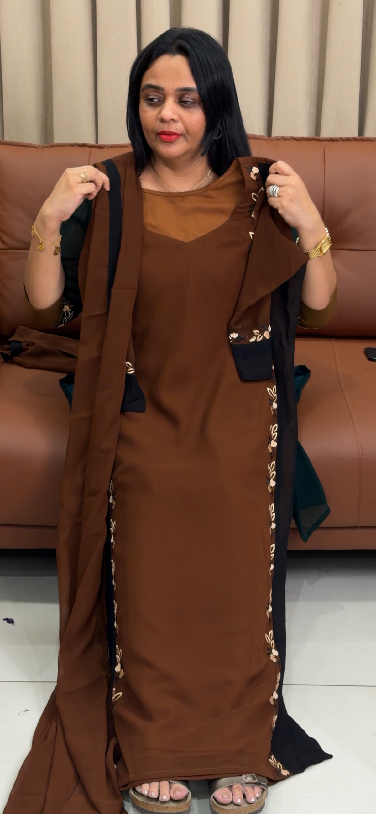 IHA'S IN-HOUSE FAUX GEORGETTE LONG SLITTED TOP AND DUPATTA  - IHA 35805