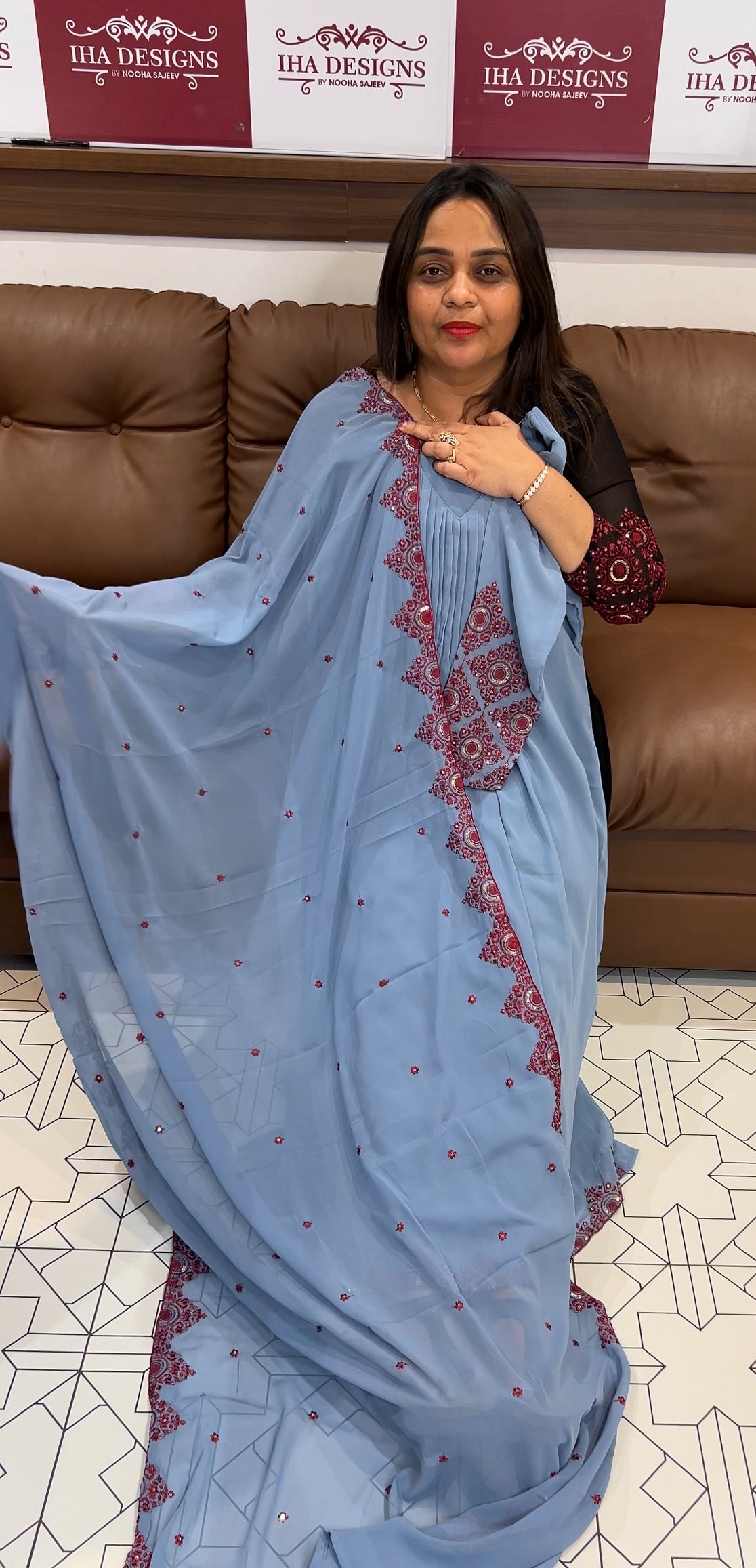 PARTY WEAR ALINE TOP,BOTTOM AND DUPATTA- IHA 22415