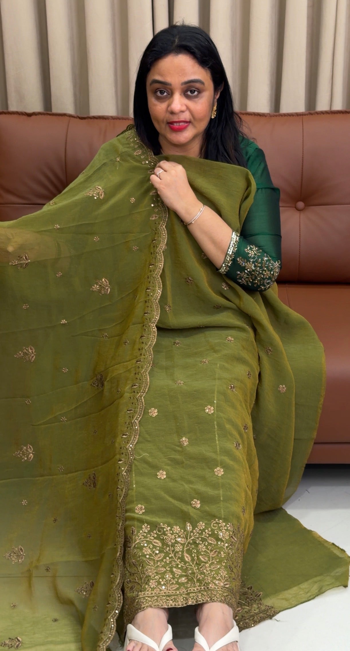 CRUSHED CHIFFON UNSTITCHED SALWAR SUITS - IHA 33833
