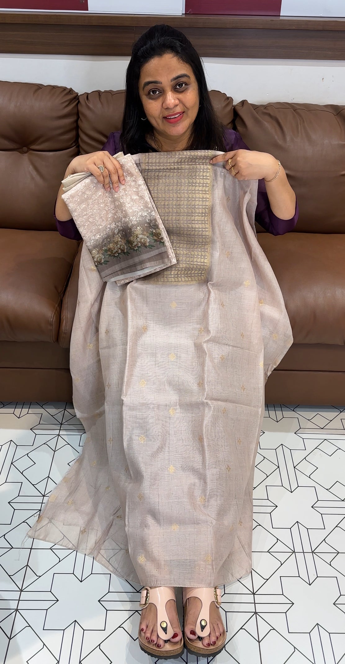 MUL CHANDERI UNSTITCHED SALWAR SUITS  - IHA 28025