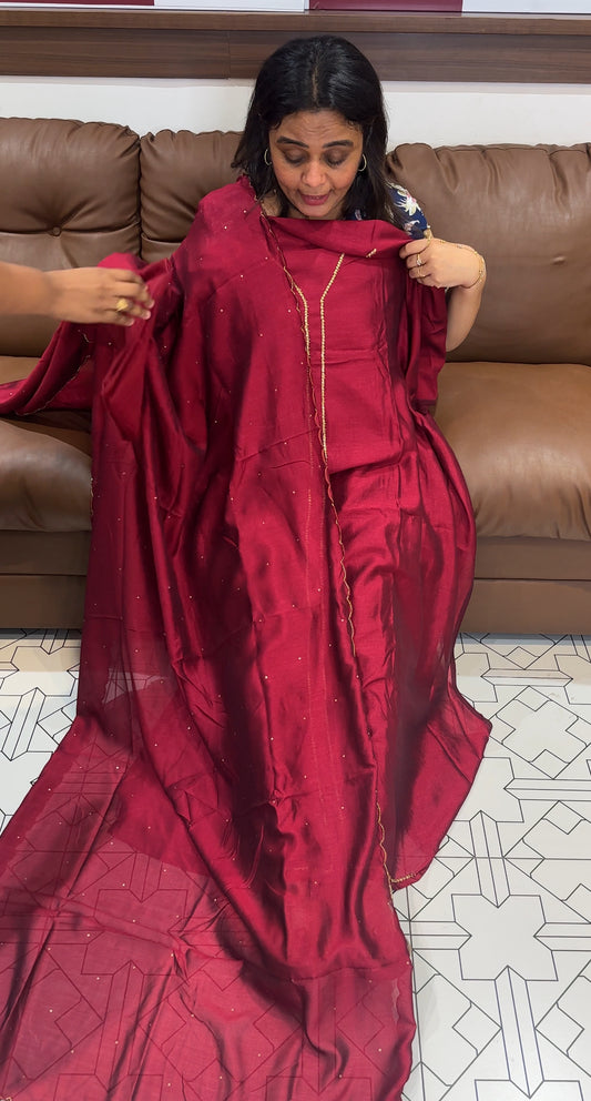 SEMI RAW SILK UNSTITCHED SALWAR SUITS - IHA 26542