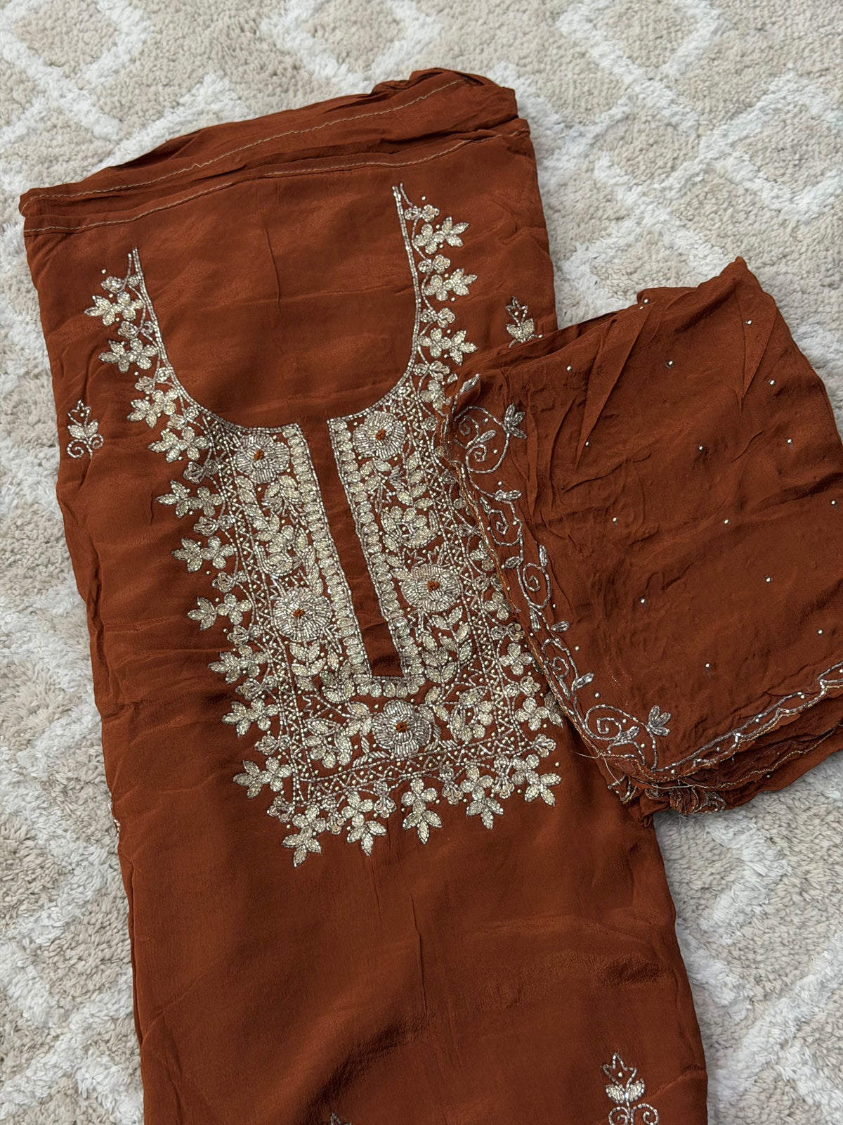 HANDWORKED UNSTITCHED ALWAR SUTS - IHA 36041