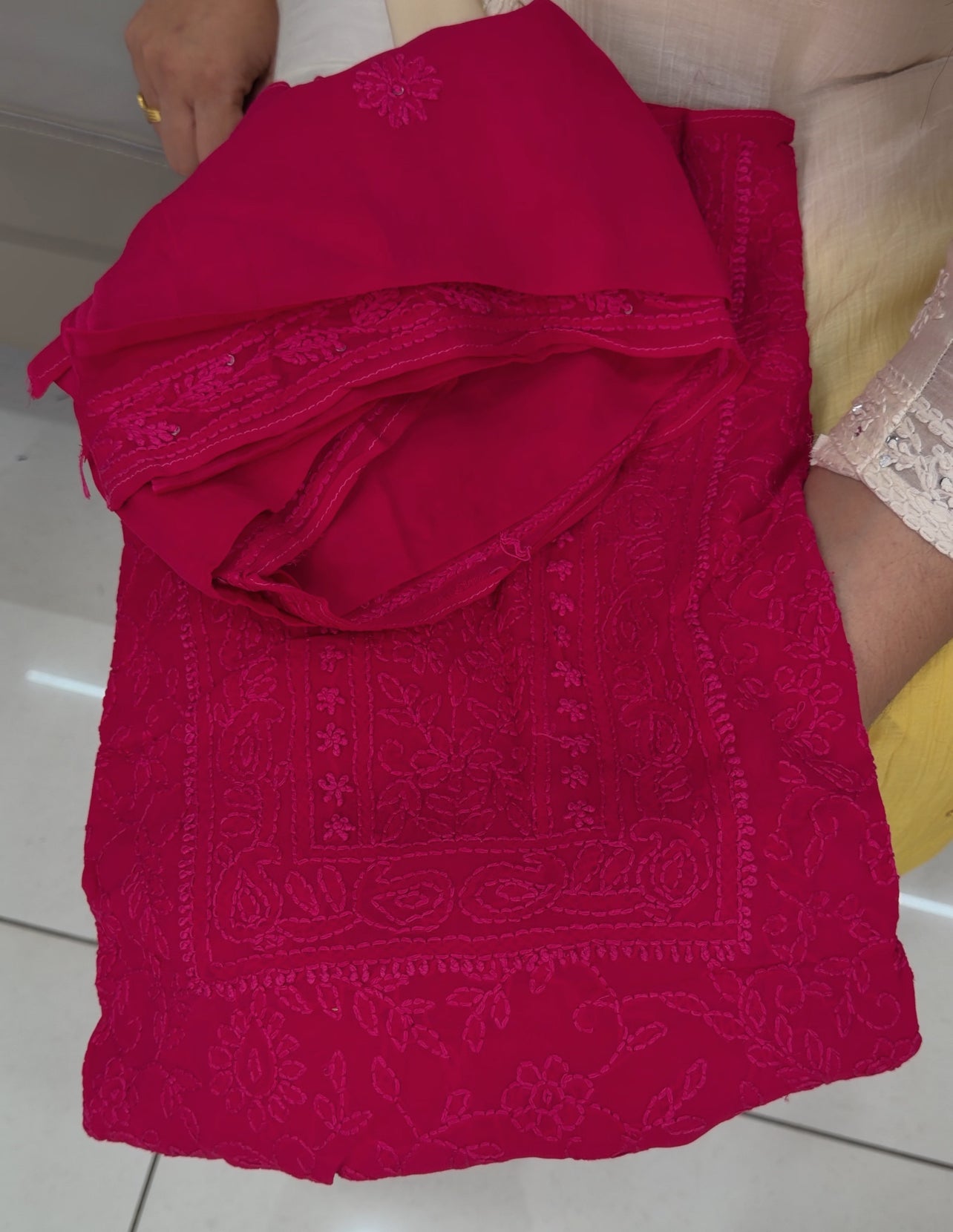 LUCKNOWI CHIKANKARI UNSTITCHED SALWAR SUITS - IHA 29111