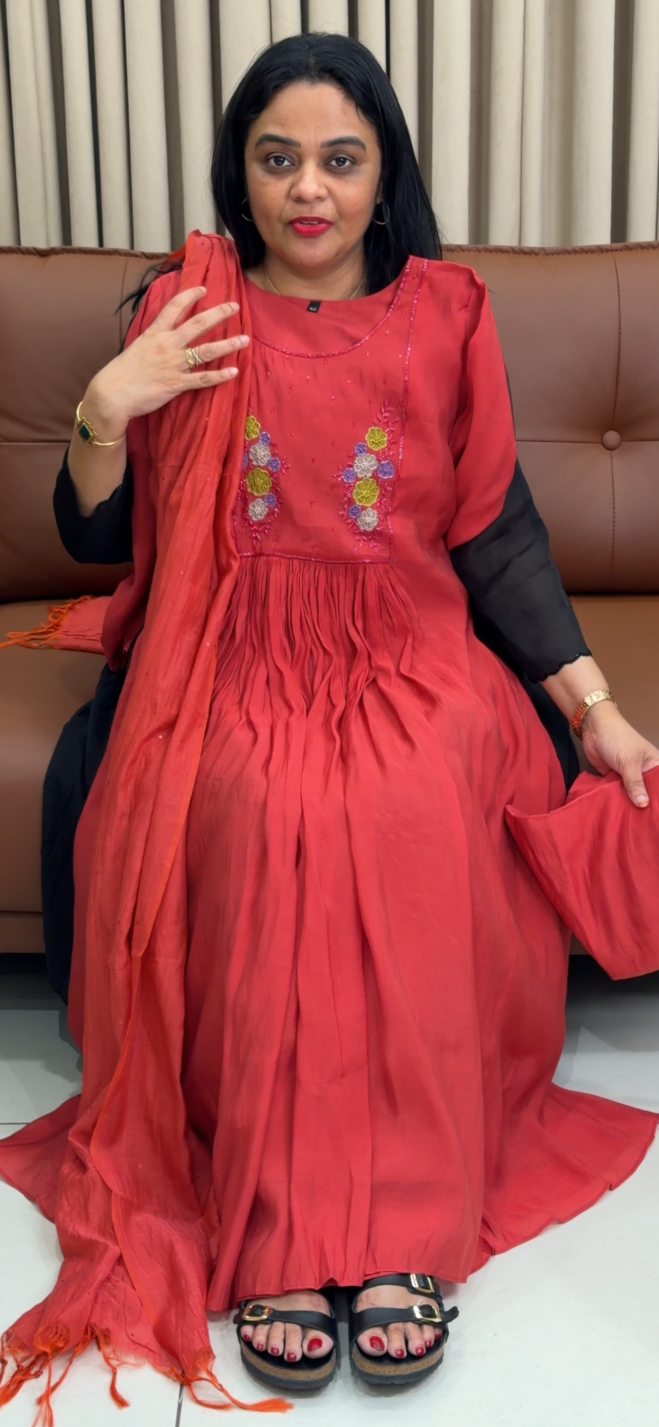 MUL CHANDERI TOP, BOTTOM AND DUPATTA - IHA 34449