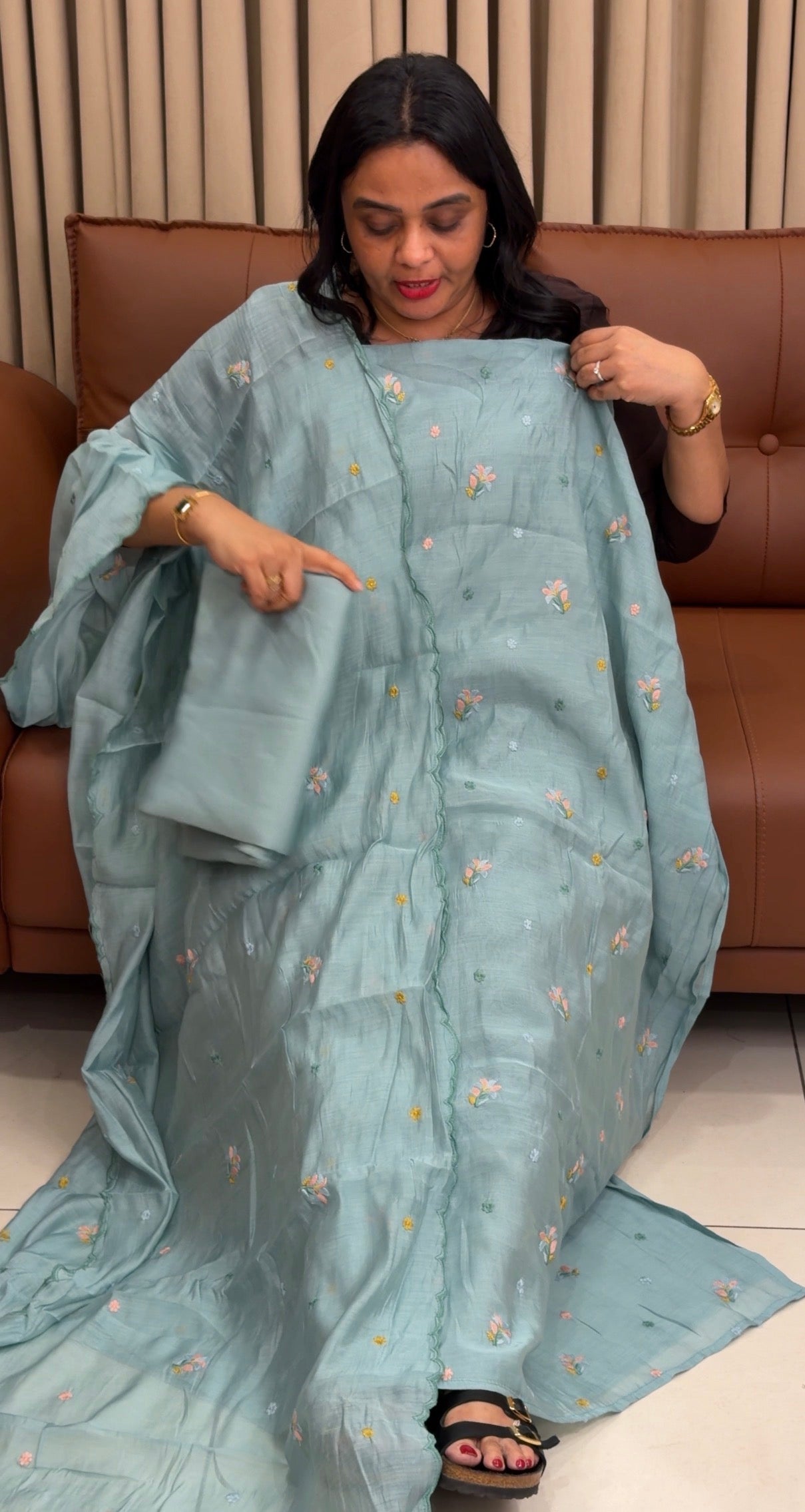 MALAI CHANDERI UNSTITCHED SALWAR SUITS - IHA 34399