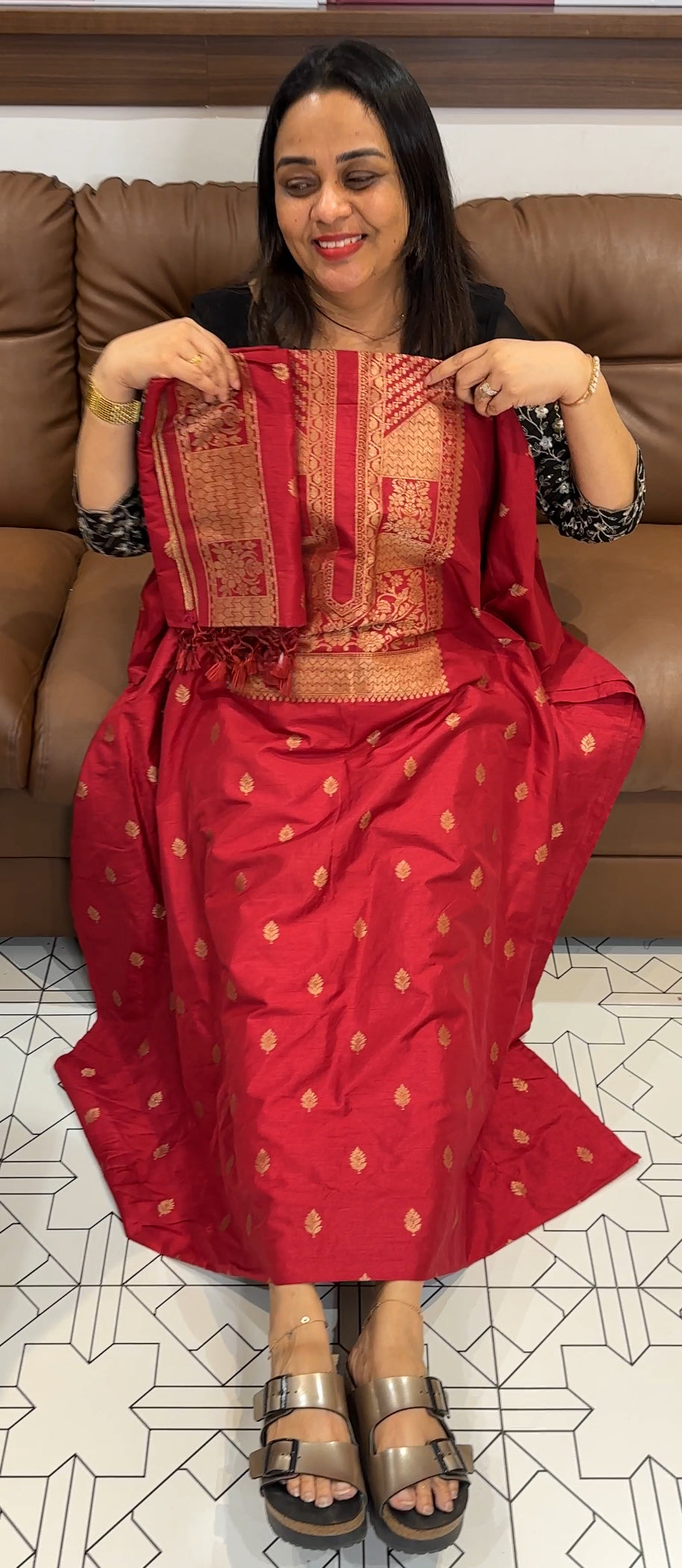 SEMI BANARASI UNSTITCHED SALWAR SUITS - IHA 19680