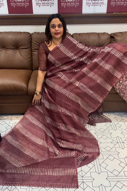 PRINTED COTTON KOTA SAREE - IHA 14554