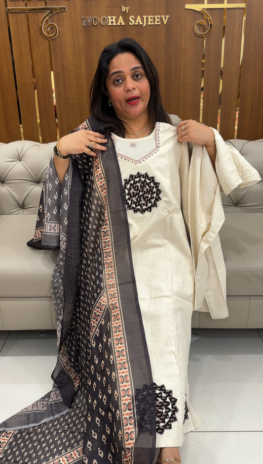 COTTON TOP, BOTTOM AND DUPATTA - IHA 25835