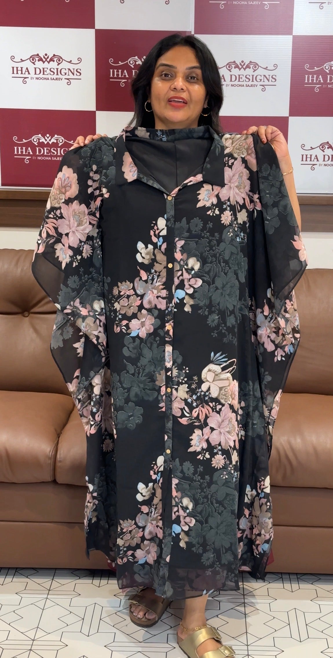 IHA'S IN-HOUSE PRINTED GEORGETTE KAFTAN TOPS - IHA 31155