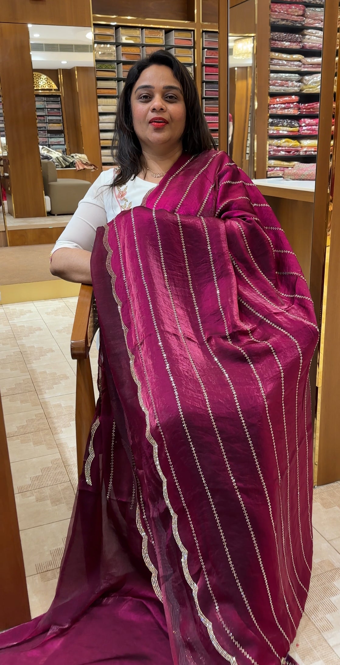 VELVET ORGANZA SAREES - IHA 26816