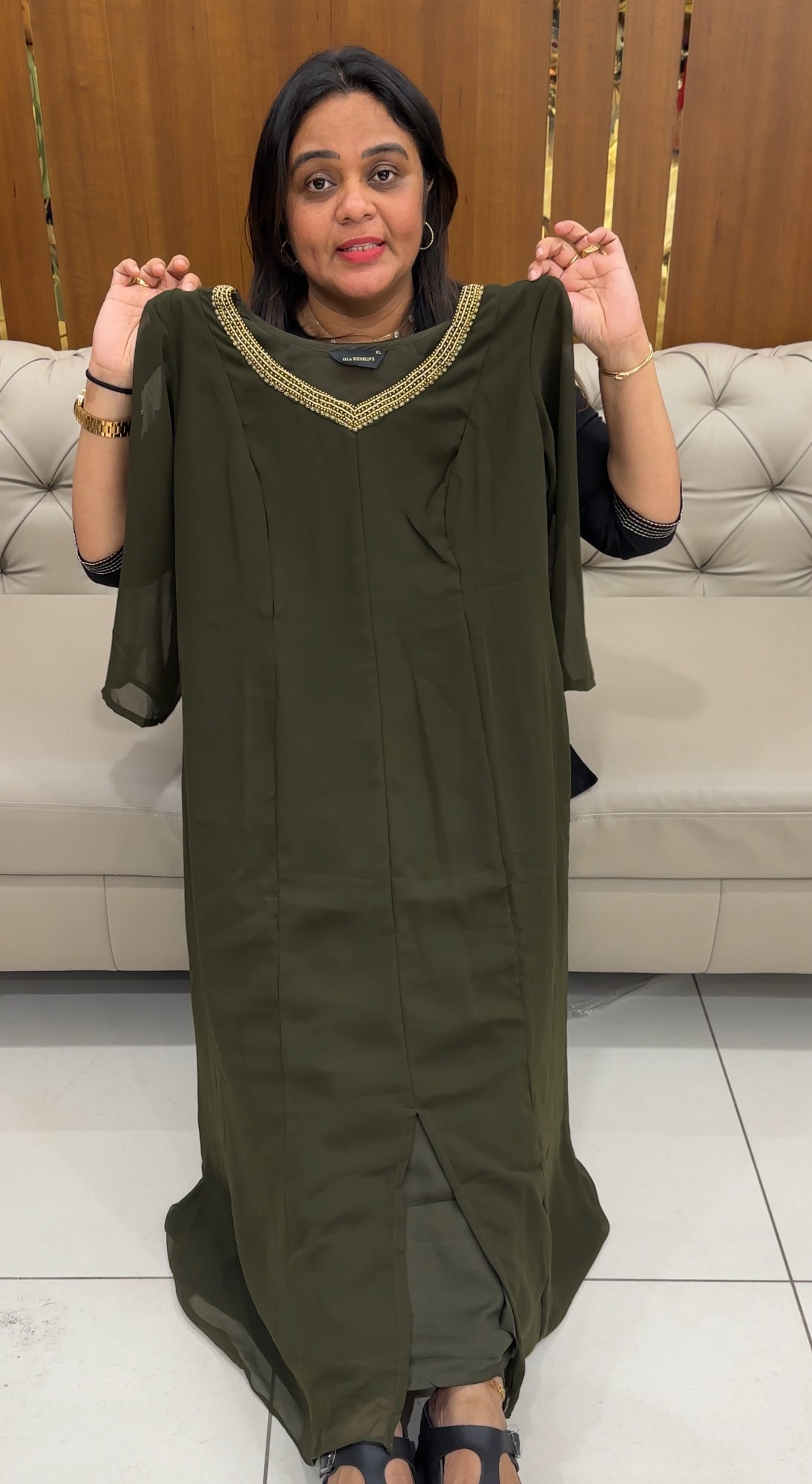 FAUX GEORGETTE A-LINE TOPS - IHA 28311