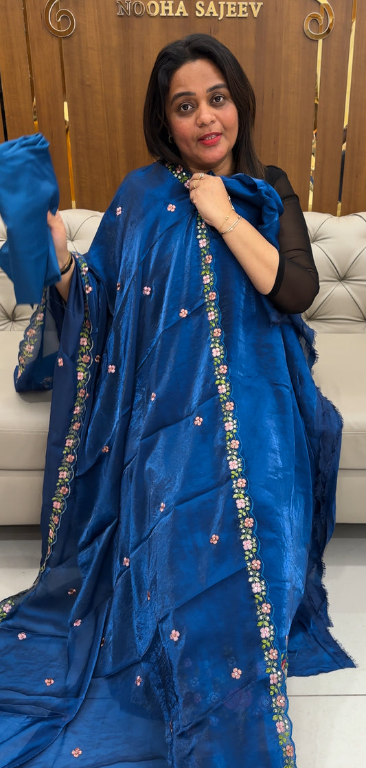 VELVET ORGANZA UNSTITCHED SALWAR SUITS - IHA 25823