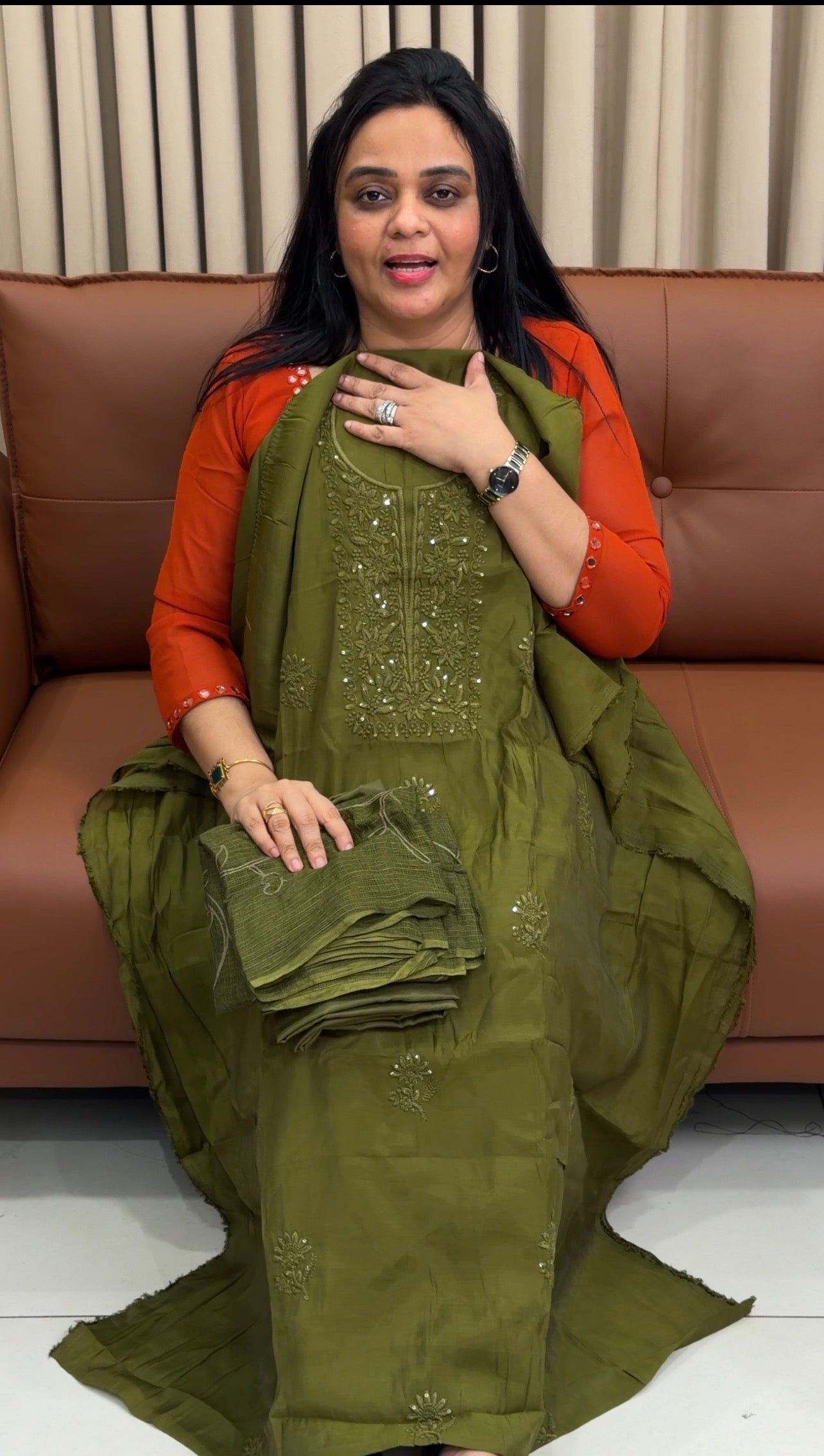 MUL CHANDERI UNSTITCHED SALWAR SUITS - IHA 34947