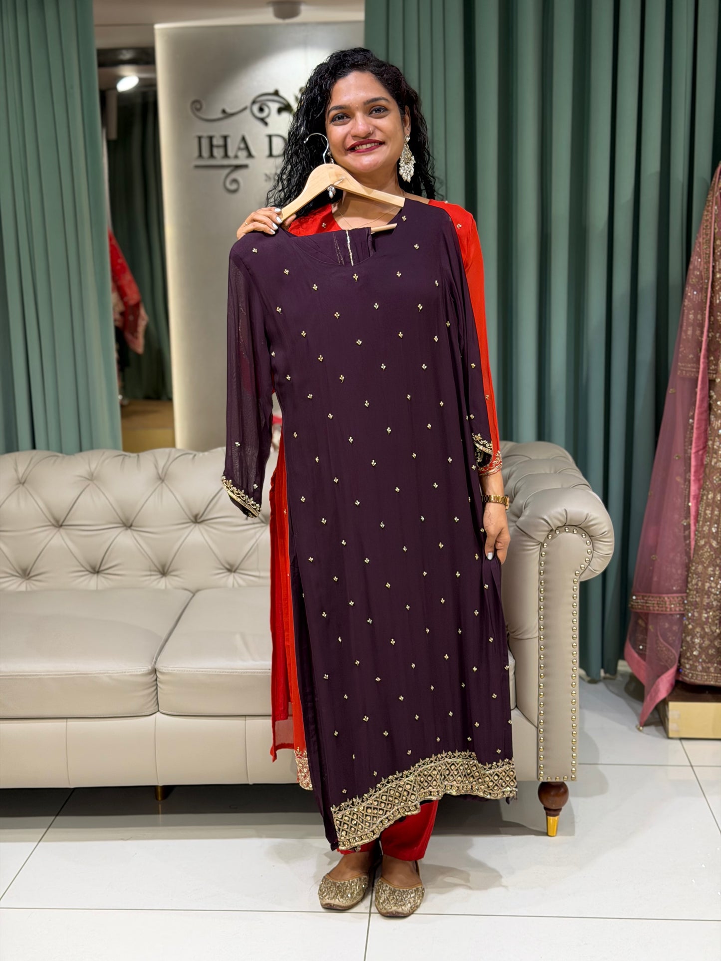 PARTY WEAR TOP, BOTTOM AND DUPATTA - IHA 29807