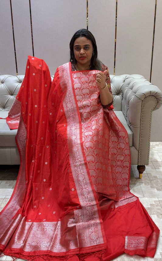 KATAN BANARASI UNSTITCHED SALWAR SUITS - IHA 22645