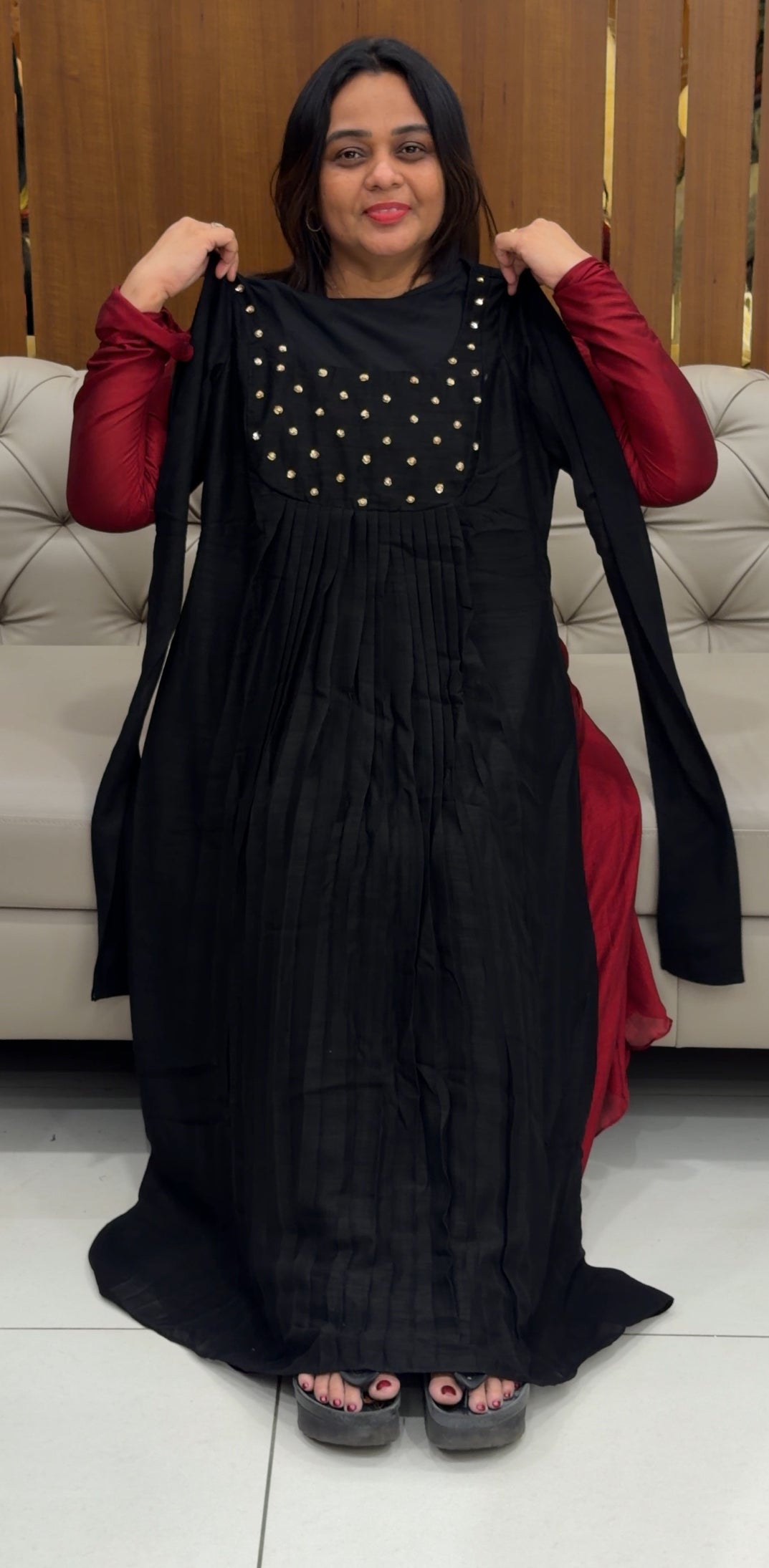 IHA'S IN-HOUSE HAND WORKED NORMAL SLITTED  TOPS - IHA 28702