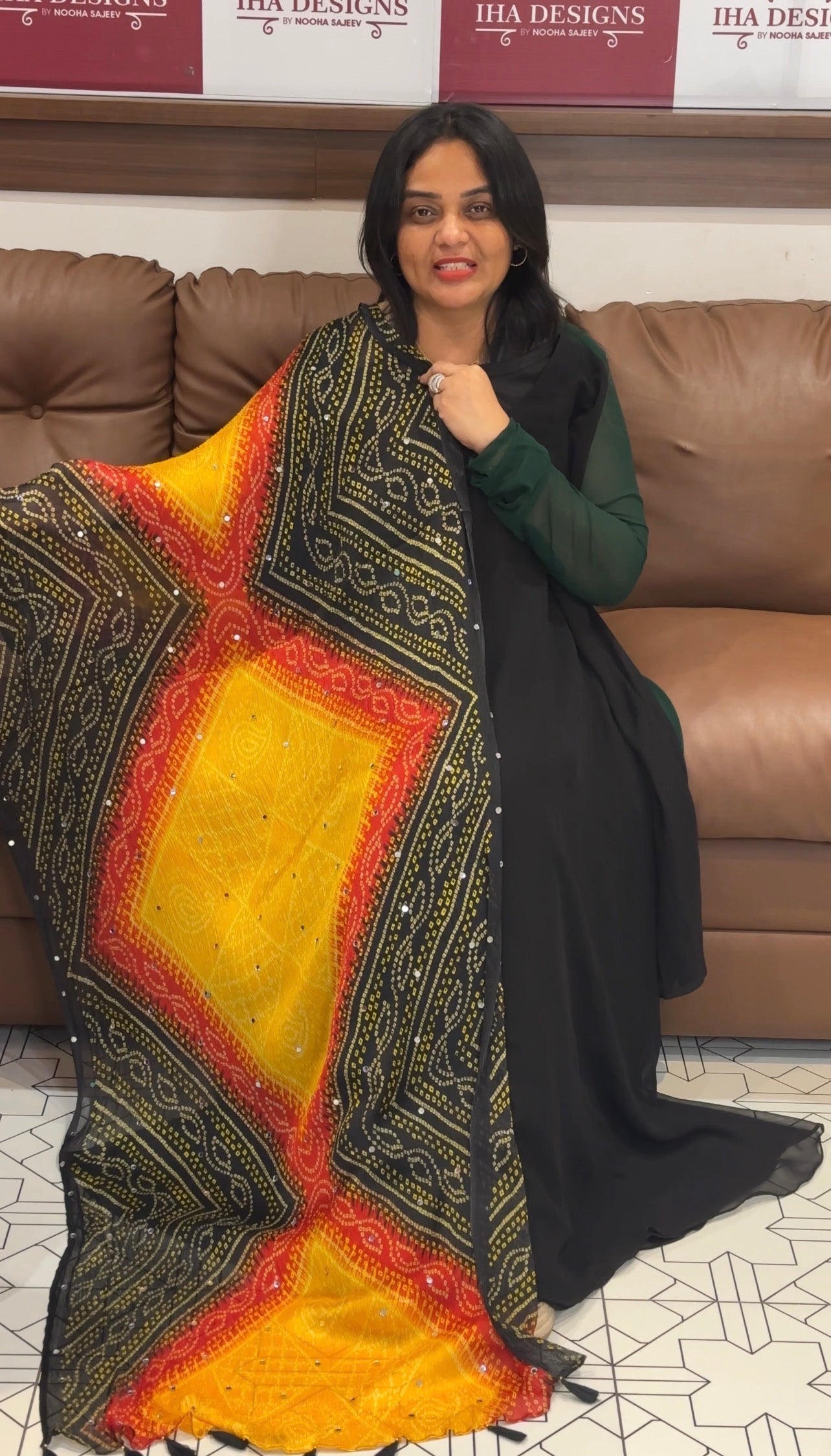 IHA'S IN-HOUSE GEORGETTE ALINE TOP AND DUPATTA - IHA 32466