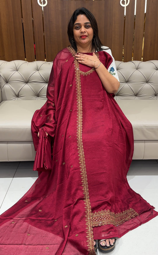 SEMI SILK UNSTITCHED SALWAR SUITS - IHA 24141