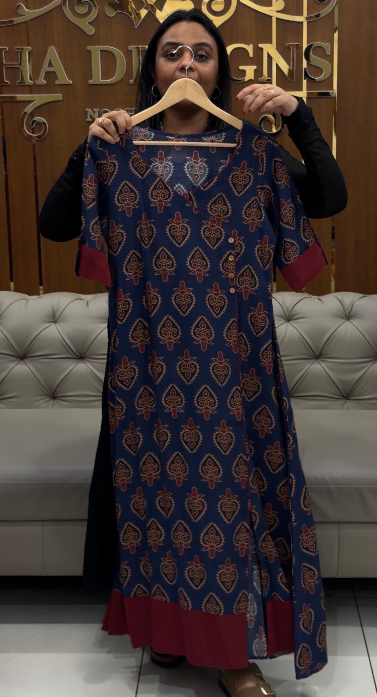 IHA'S IN-HOUSE PRINTED MUSLIN ALINE TOPS - IHA 33252
