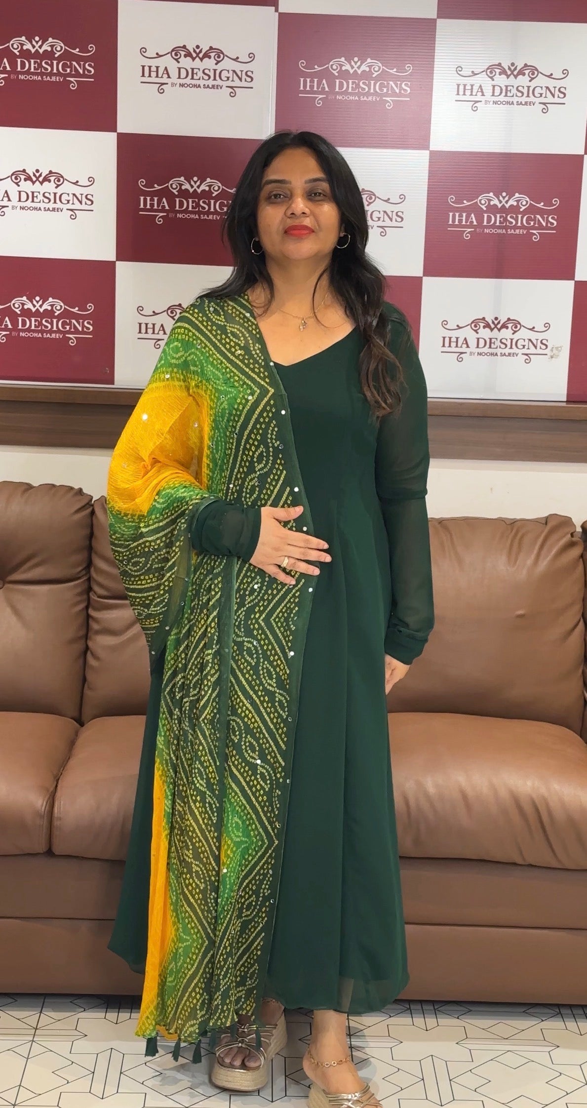 IHA'S IN-HOUSE GEORGETTE ALINE TOP AND DUPATTA - IHA 32466