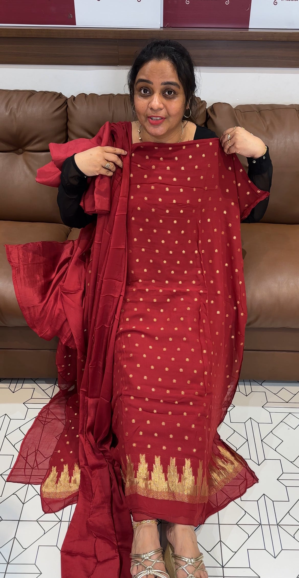 GEORGETTE BANARASI UNSTITCHED SALWAR SUITS - IHA 26563