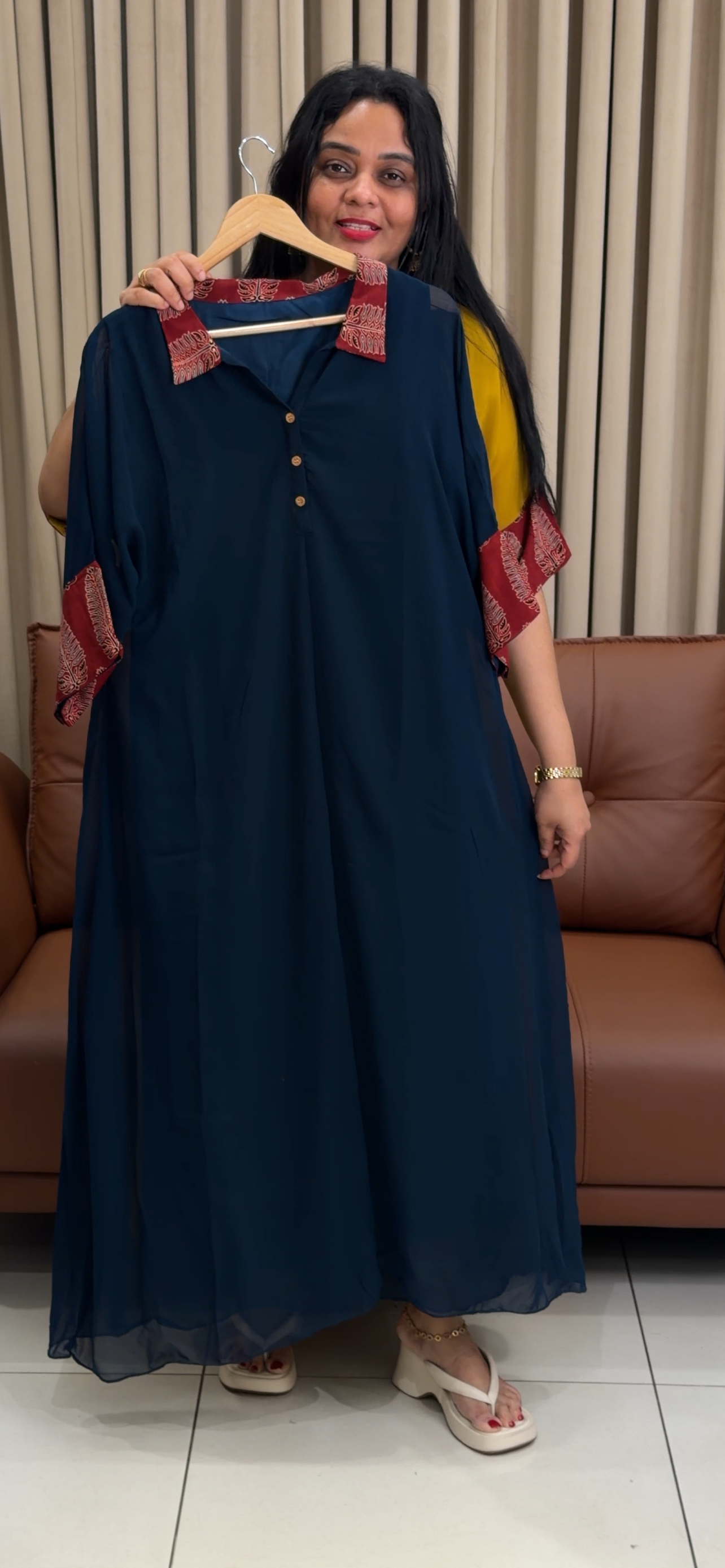 IHA'S IN-HOUSE FAUX GEORGETTE KAFTAN TOPS - IHA 34521