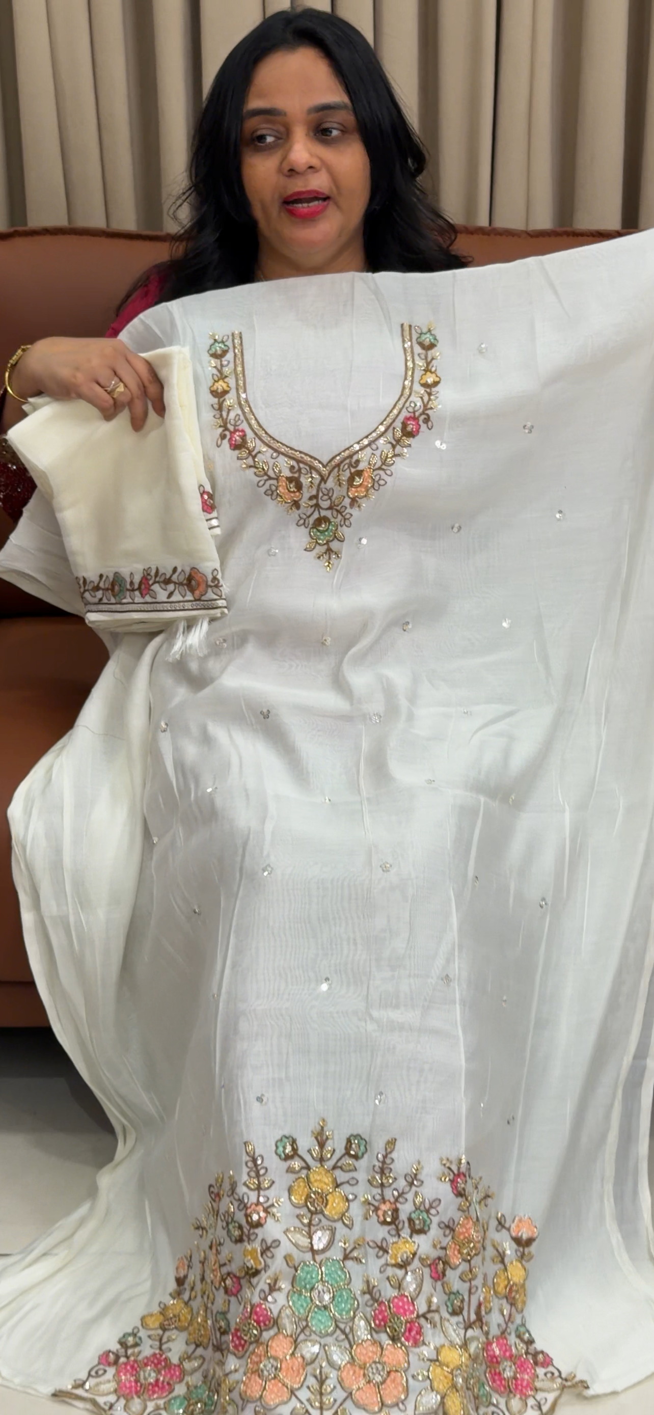 MALAI CHANDERI UNSTITCHED SALWAR SUITS - IHA 35054