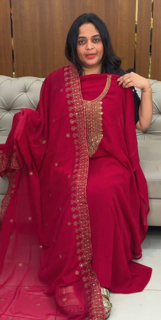 FAUX GEORGETTE UNSTITCHED SALWAR SUITS - IHA 29864