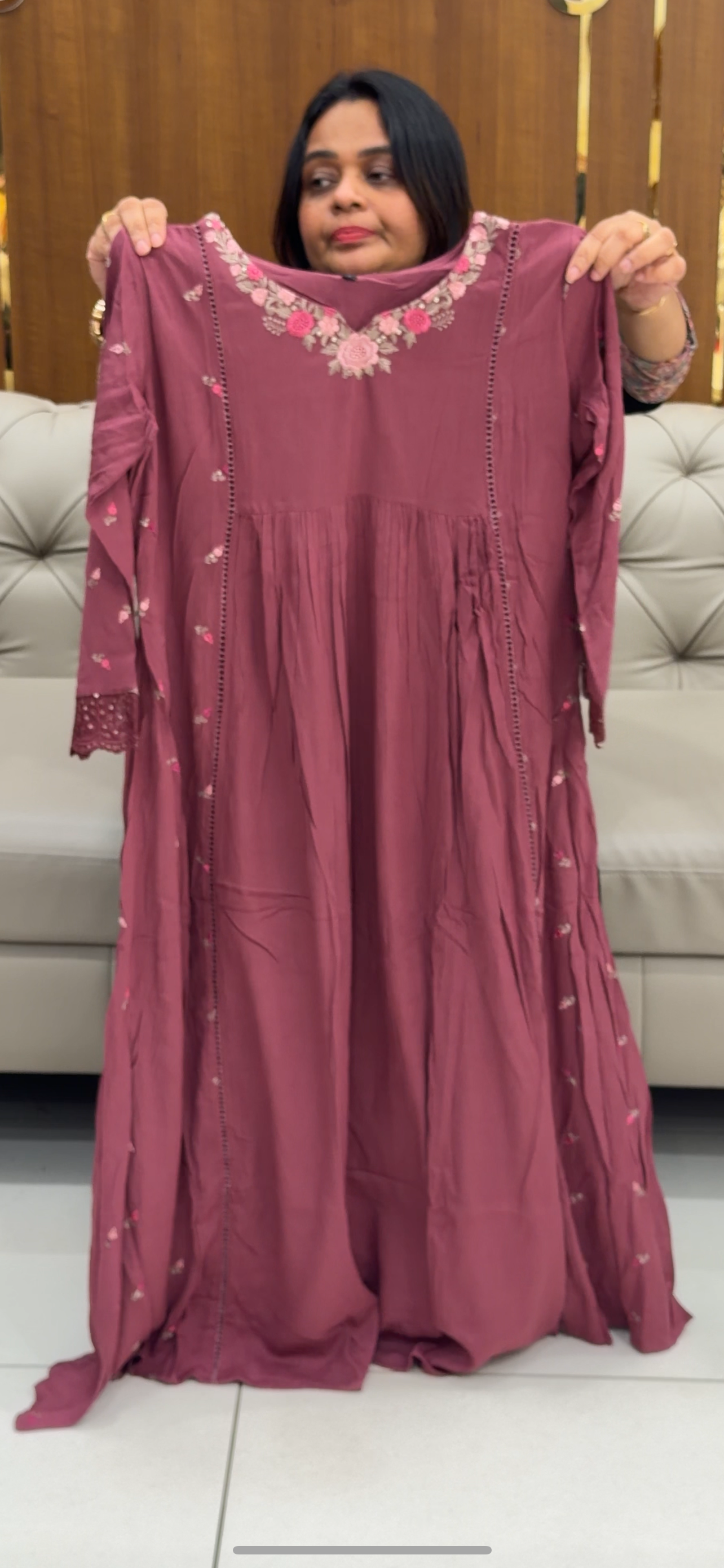 CRUSHED RAYON LONG TOPS - IHA 28792