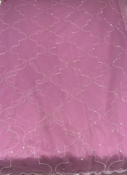 HAND WORKED SOFT NET SAREE - IHA 16377