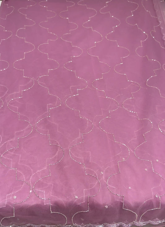 HAND WORKED SOFT NET SAREE - IHA 16377