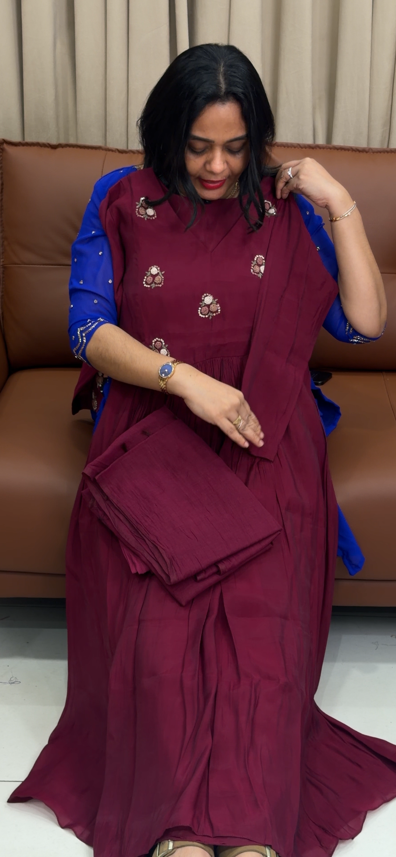 MUL CHANDERI TOP, BOTTOM AND DUPATTA - IHA 33801