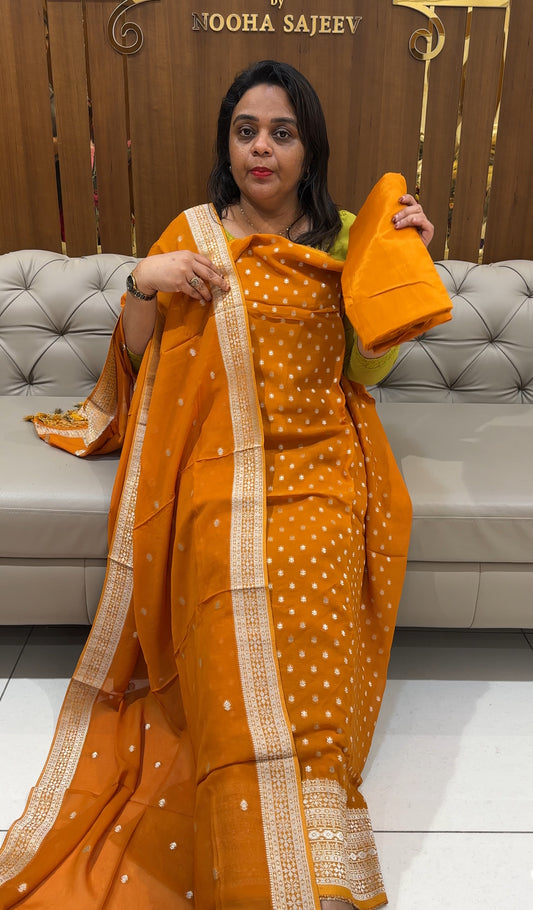 VISCOSE GEORGETTE BANARASI UNSTITCHED SALWAR SUITS  - IHA 25026