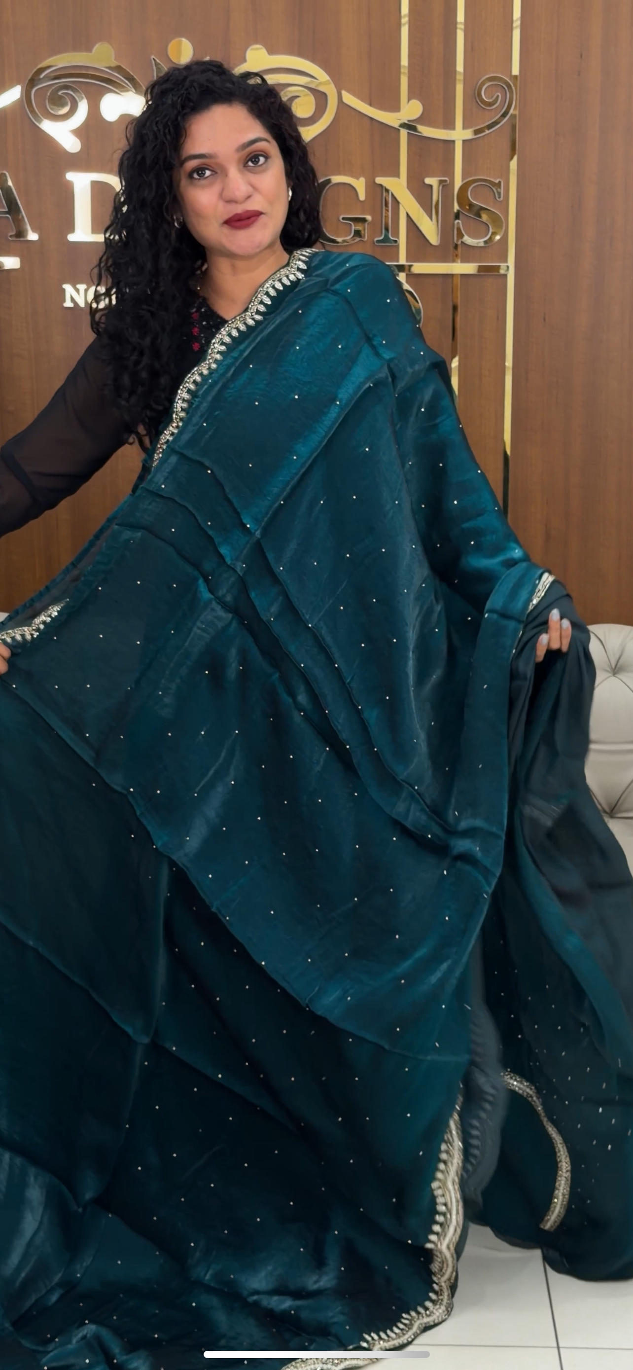 VELVET ORGANZA SAREES - IHA 29376