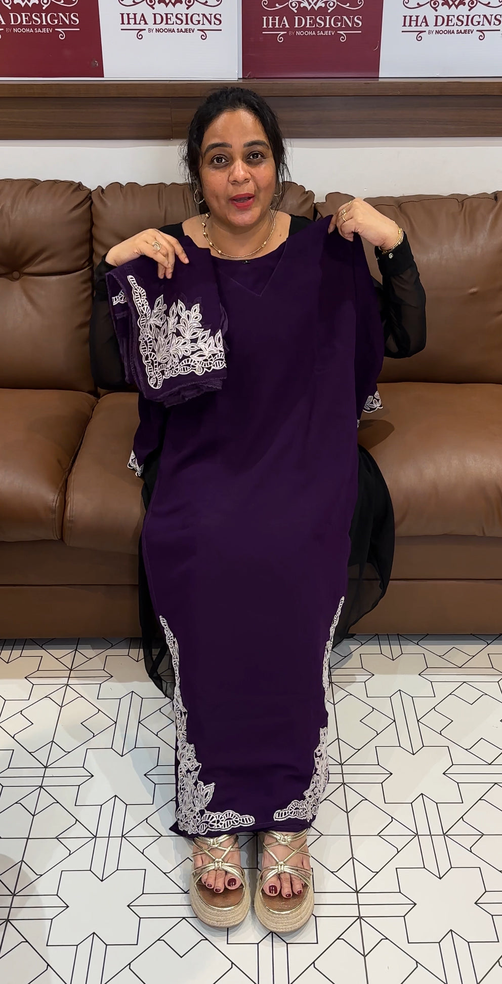 FAUX GEORGETTE TOP, BOTTOM AND DUPATTA - IHA 26574