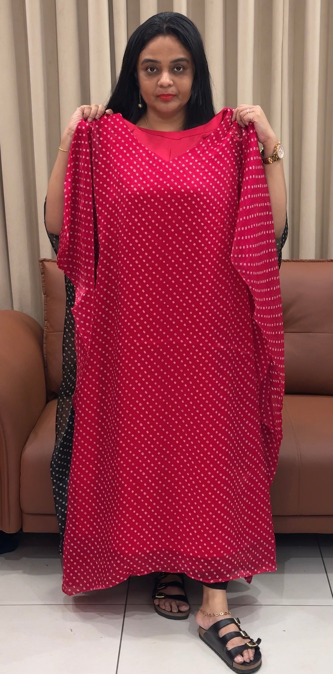 IHA'S IN-HOUSE BANDHEJ PRINTED KAFTAN TOPS - IHA 35404